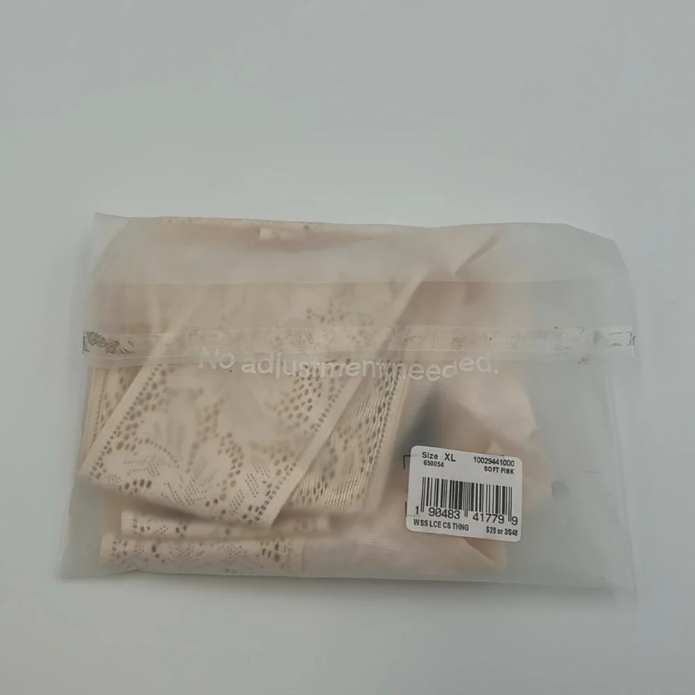 Tommy John Second Skin Lace Thong Soft Pink XL NWT